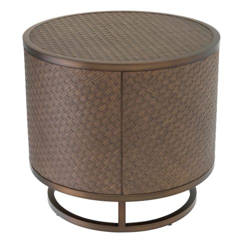 Side Table Napa Valley Woven oak veneer | bronze finish
