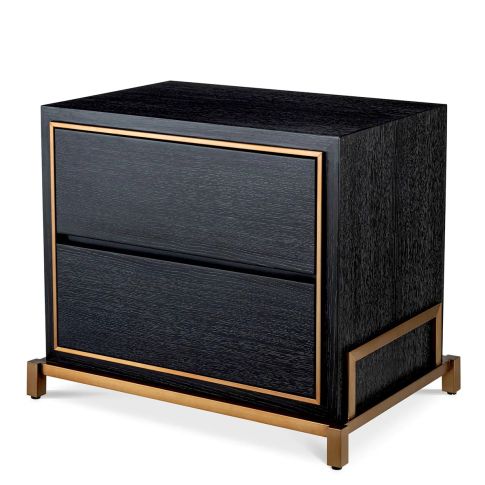 Nightstand Hazel Charcoal grey oak veneer | brushed brass finish