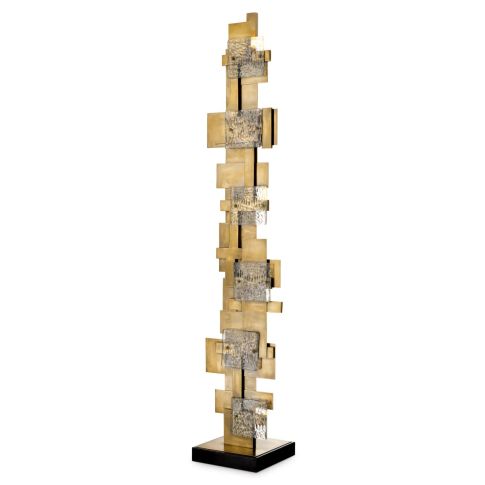 Floor Lamp Langham Vintage brass finish | glass