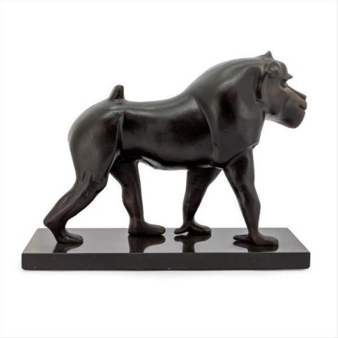 Sculpture Baboon black metal
