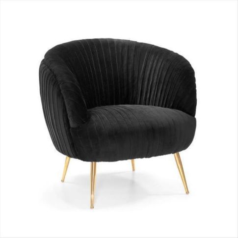 Armchair Kelly chromium plated gold metal with black velvet
