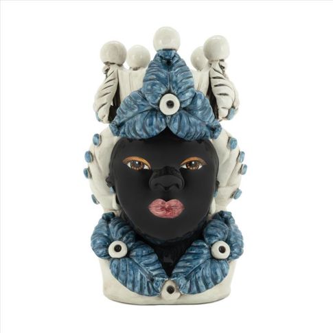 Vase sculpture moro lady eve blue natural ceramic