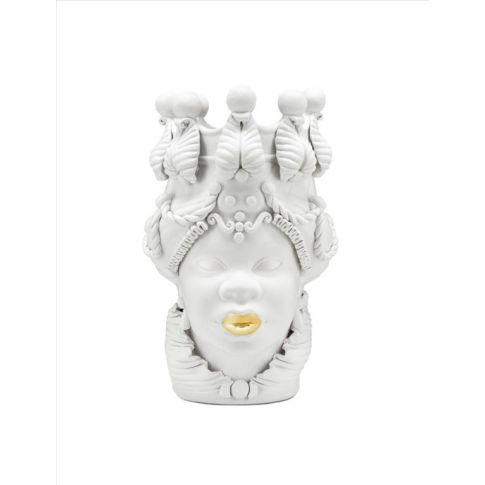 Vase moro lady big total white, gold lipstick