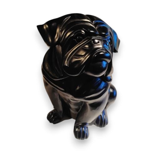 Sculpture of sitted dog in wood - black - Medium H42cm