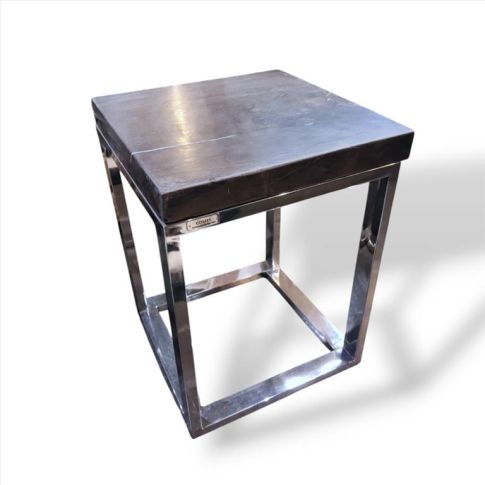 Side table - petrified wood - inox