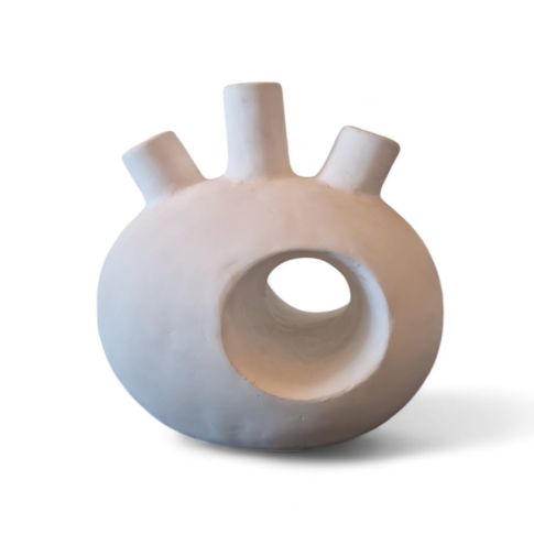 White Terracotta Vase – Sculptural Design