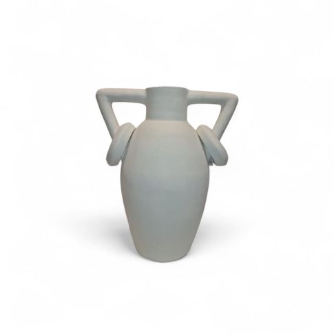 Vase terracotta white with handles