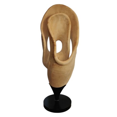 Sculpture root white wood on metal base (S)