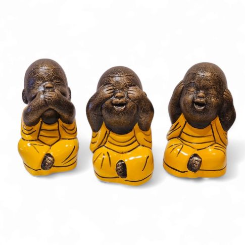 Sculpture shaolin set of three yellow (XS)