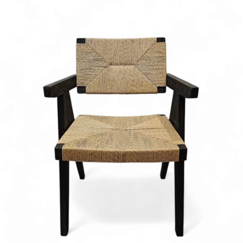 Dining Armchair teak wook black and synthetic lum