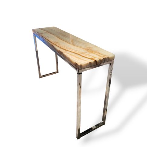 Console table Onyx top and stainless steel base