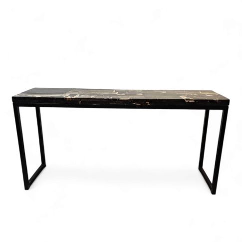 Console Petrified wood with iron base