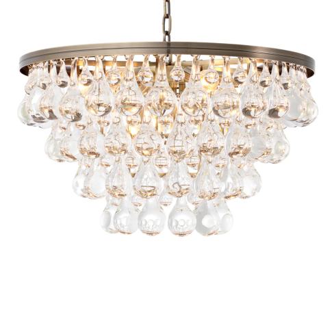 Pendant round chandelier with clear glass drops