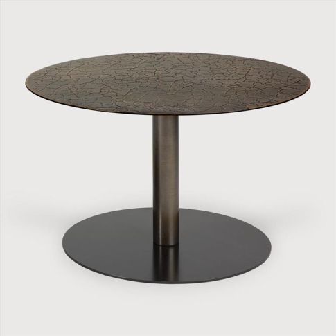 Coffee table made with mineral materials in metallic powder color (S)