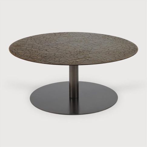 Coffee table made with mineral materials in metallic powder color (L)