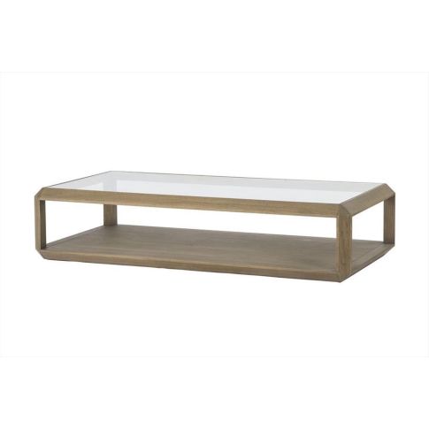 Coffee table oak wood with glass top