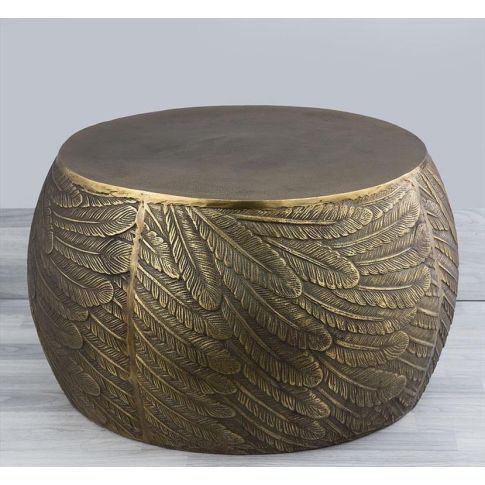 Coffee mini table round antique gold metal
