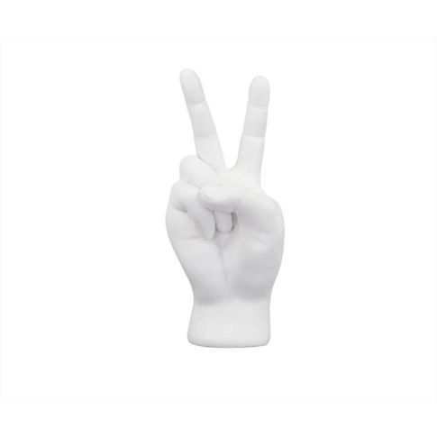 Sculpture hand white resin peace gesture