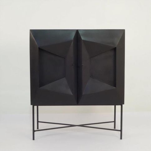 Sideboard wooden black two doors 
