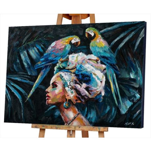 Painting beauty with 2 blue parrots