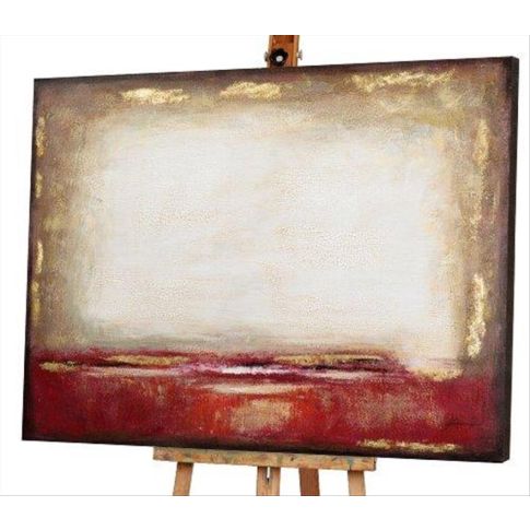 Painting acrylic horizon in red and beige
