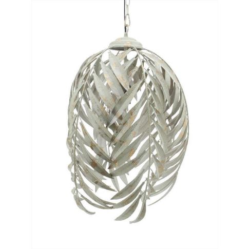 Pendant lamp white metal palm leaves M