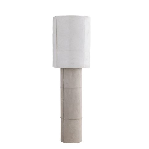 Floor Lamp beige suede natural shade