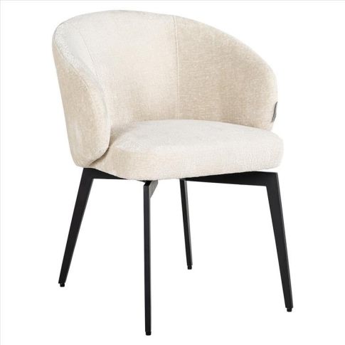 Dining armchair with fabric metal structure