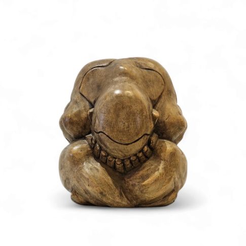 Sculpture of praying Buddha in teak wood - H25cm XS