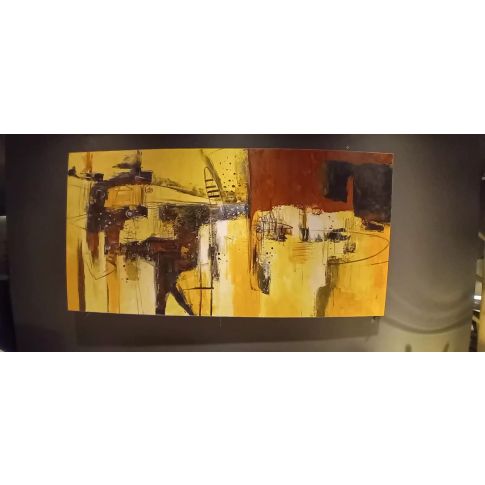 Painting orange, black and red