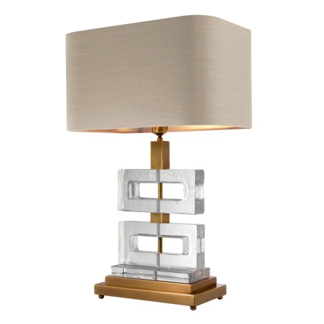 Table Lamp Umbria Vintage brass finish | hand blown clear glass