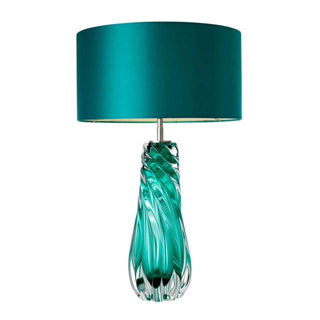 Table Lamp Barron Turquoise solid glass | french wiring