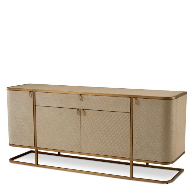 Dresser Napa Valley Woven washed oak veneer brushed brass finish