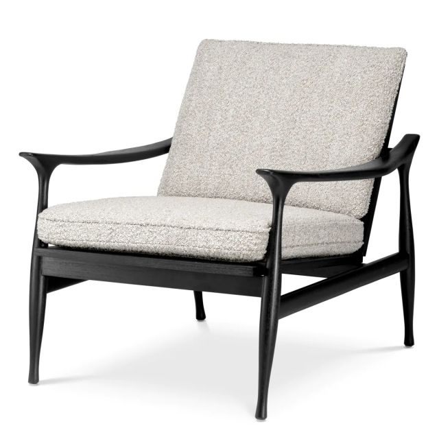 Chair Manzo Classic black finish | bouclé grey
