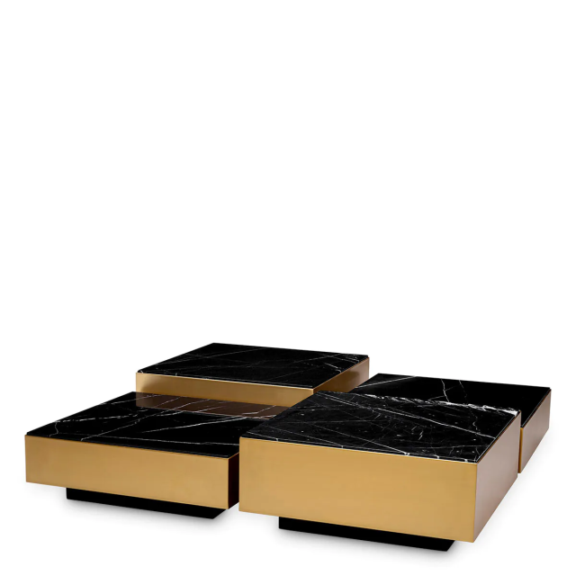 Coffee Table Esposito set of 4 Brushed brass finish