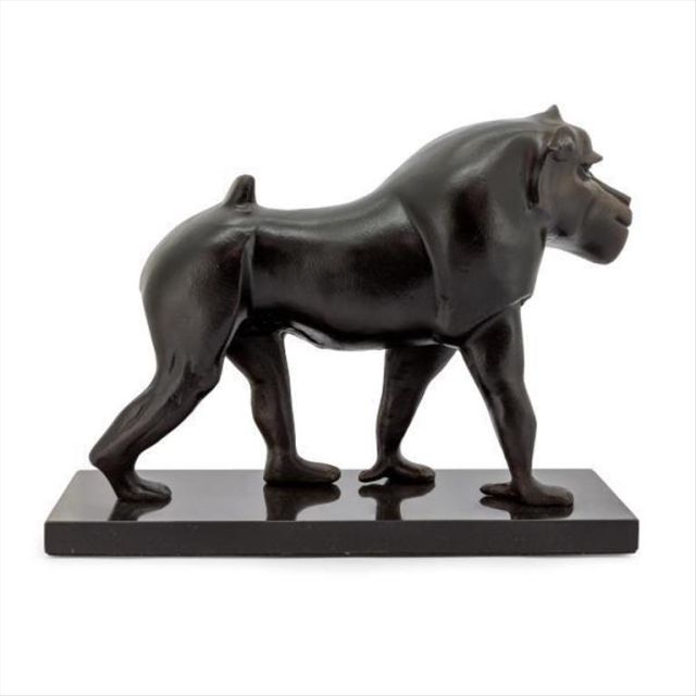 Sculpture Baboon black metal