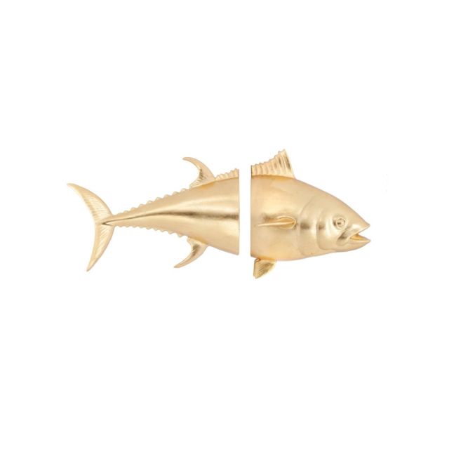 Sculpture wall decoration gold ceramic tuna set of 2