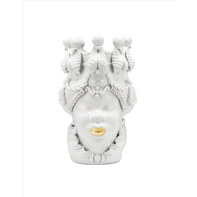 Vase moro lady big total white, gold lipstick