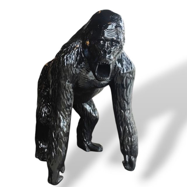Sculpture gorilla black glossy