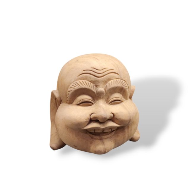 Sculpture buddha head  natural wood 15cm