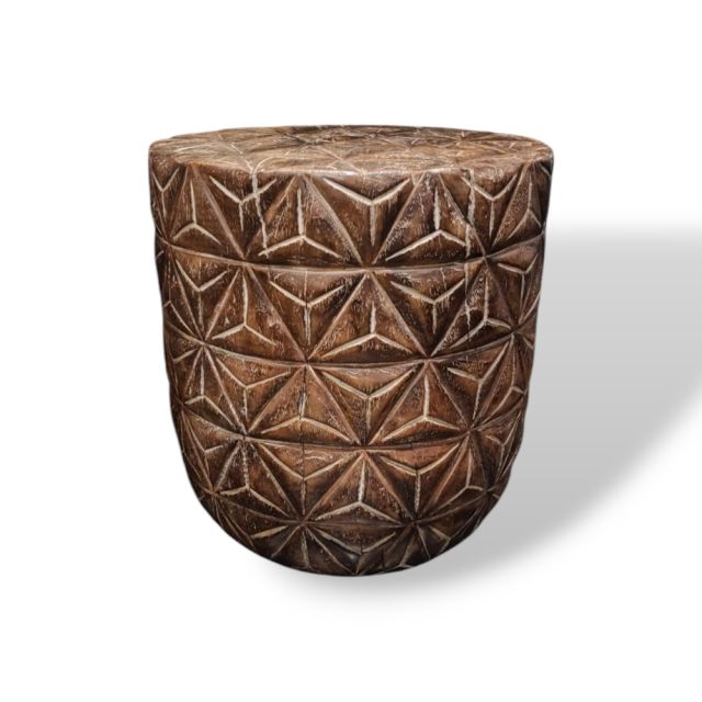 Stool / Side table Carving Diamond shapes