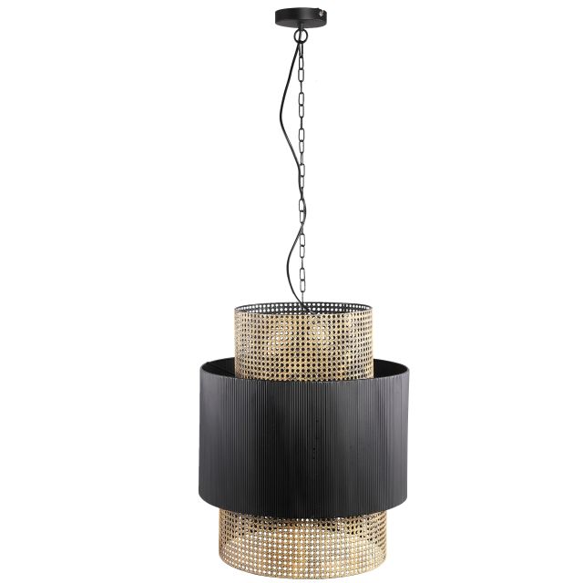 Pendant lamp black iron and gold