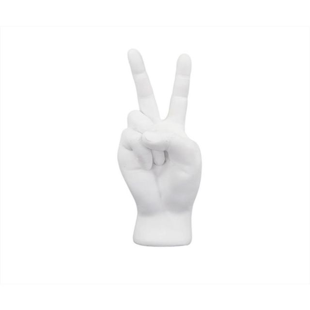 Sculpture hand white resin peace gesture