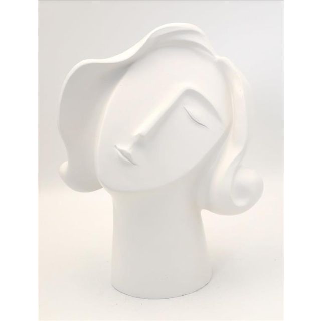 Sculpture woman head white resin