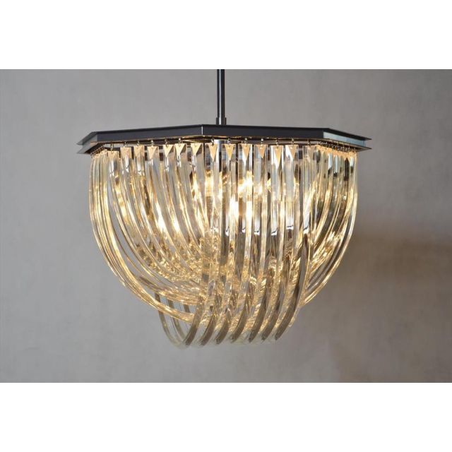 Pendant Lamp Cristal  black iron with 6 lights
