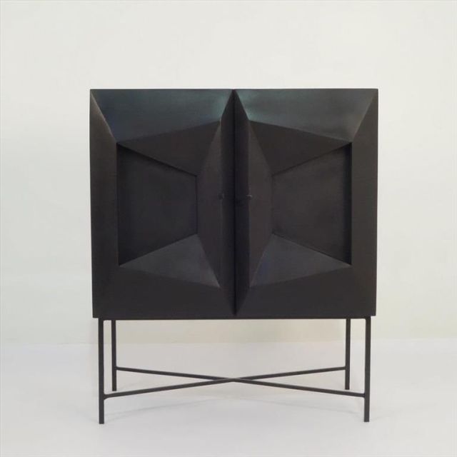 Sideboard wooden black two doors "facet"