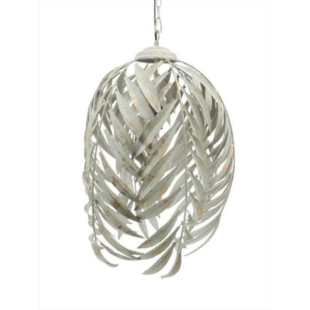 Pendant lamp white metal palm leaves M