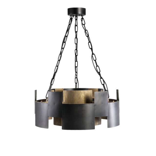 Pendant lamp black iron gold inside