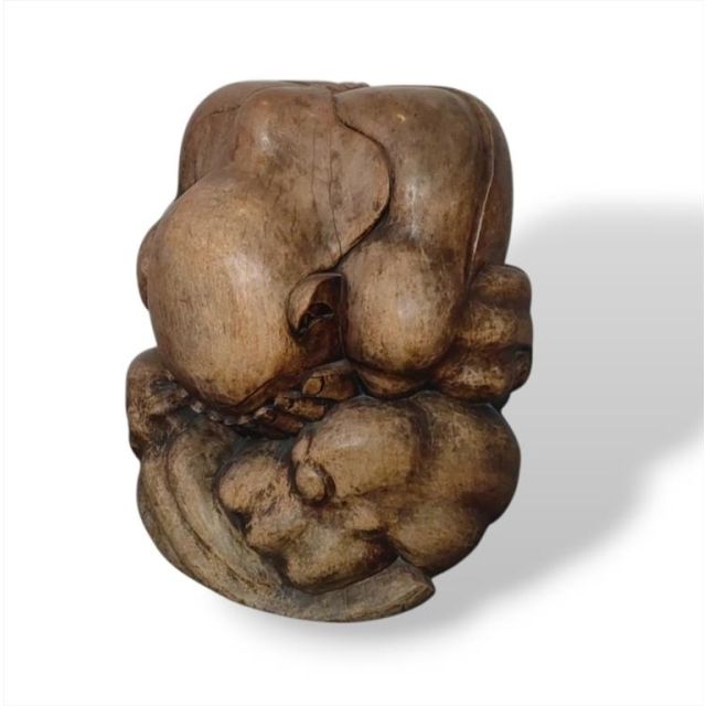 Sculpture of praying Buddha in teak wood - H80cm XL