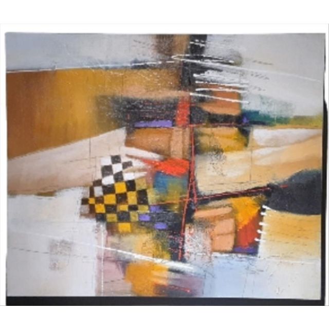 Painting beige, white and checkered